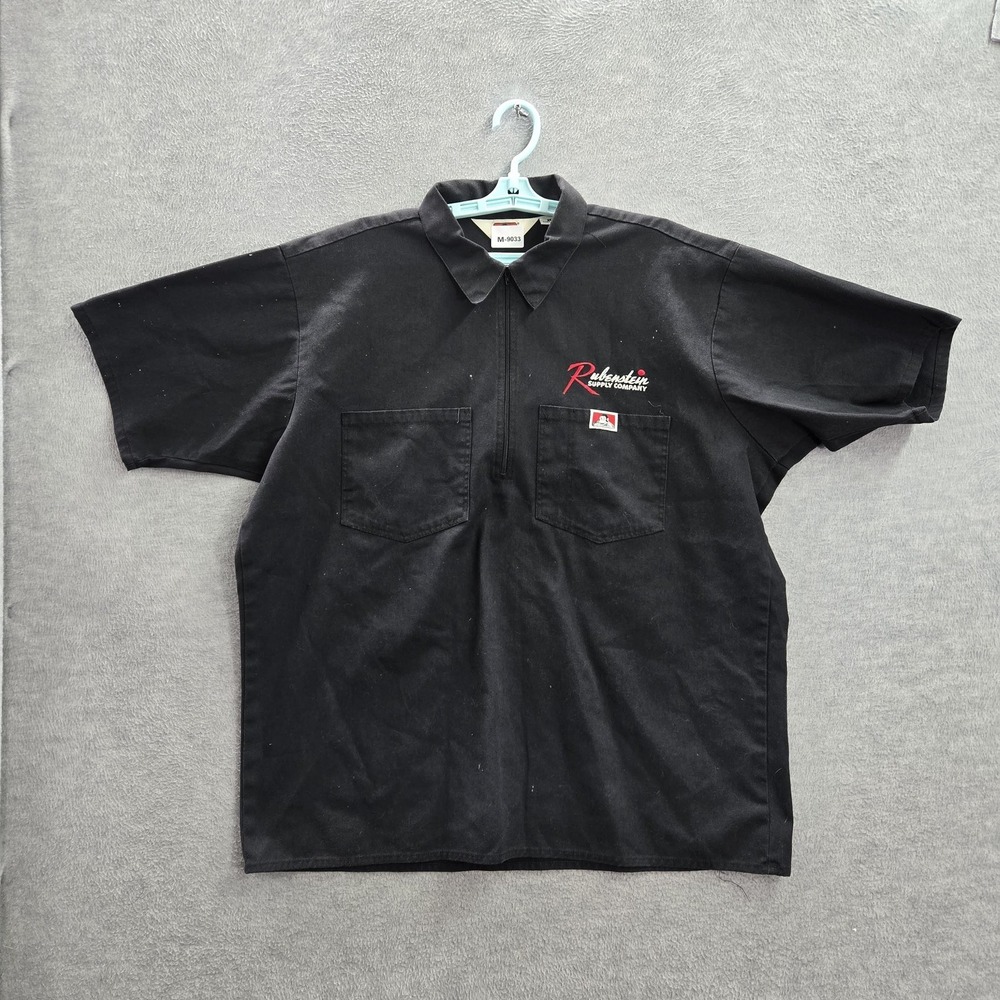 VINTAGE Ben Davis Men Button Up Shirt XL Black Rubenstein Supply Company 90s USA